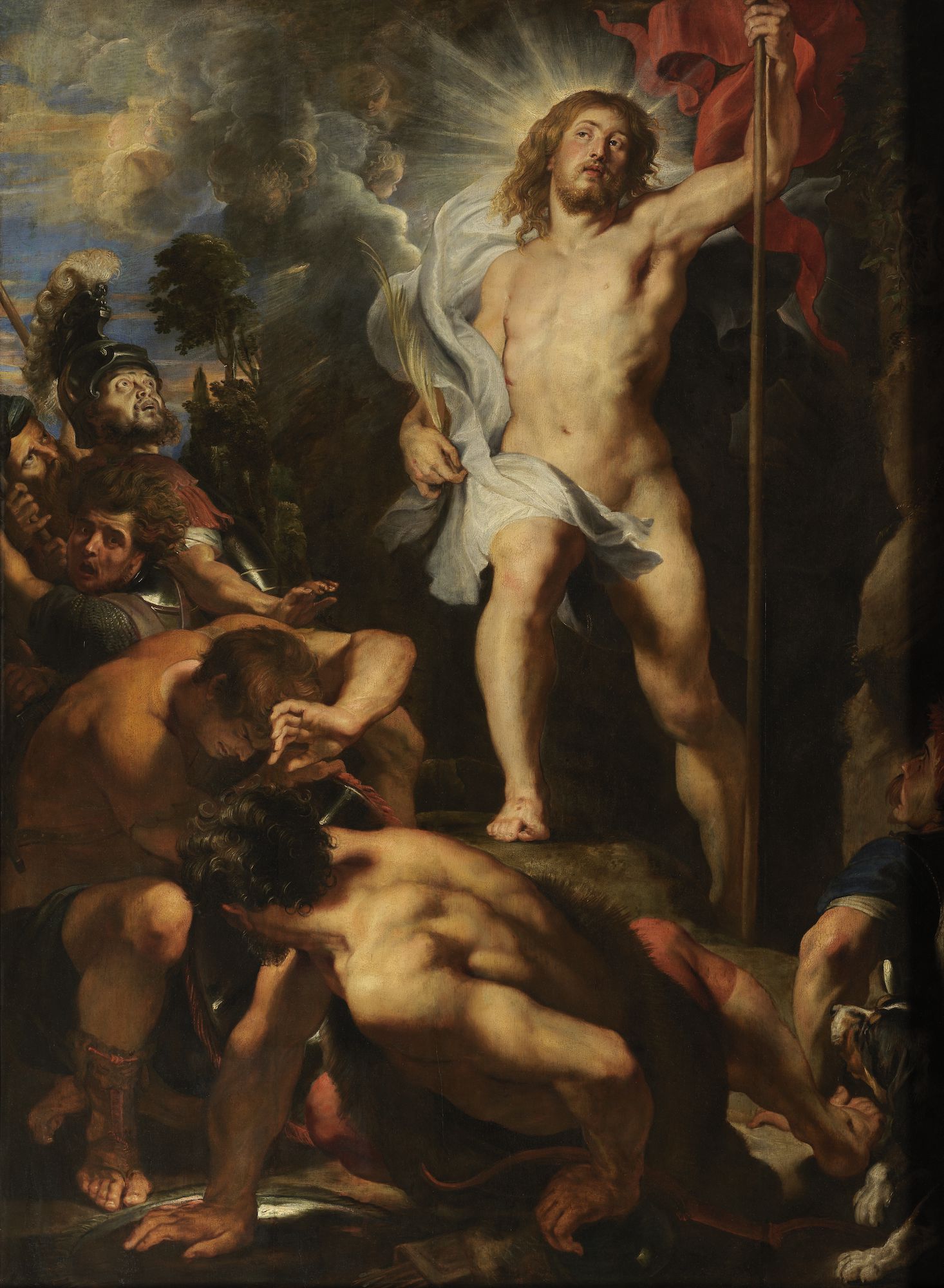 Een schilderij met de verrijzenis van Christus 