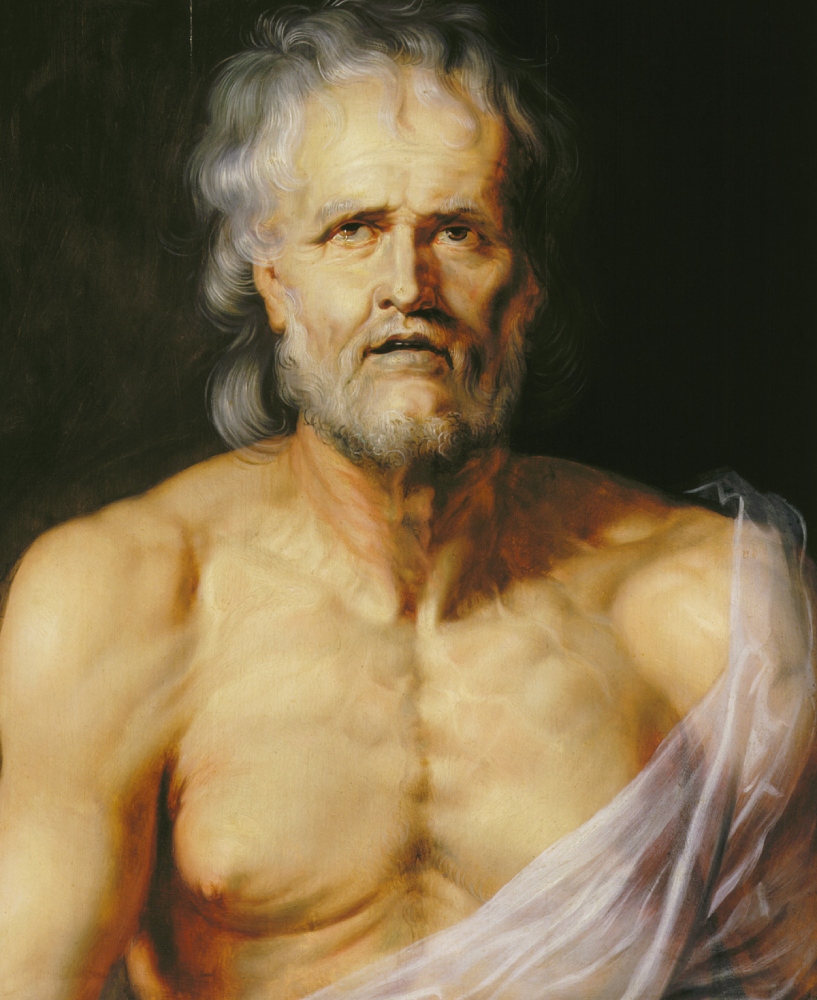 Portret van stervende Seneca in bloot bovenlijf